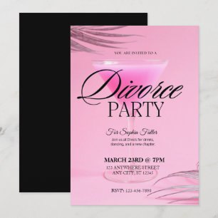 Invitación Fiesta de Divorcio de Vidrio de Martini Rosa