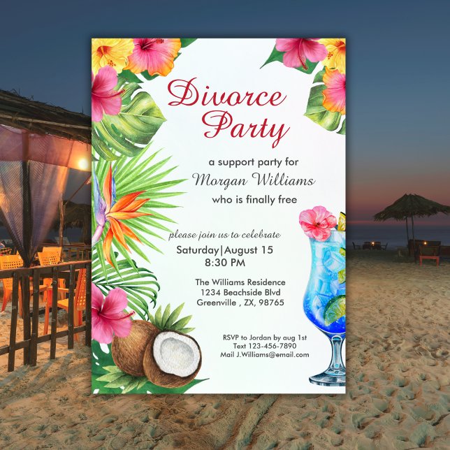Invitación Fiesta de divorcio tropical de verano para cenar y (Subido por el creador)