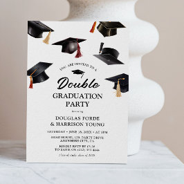 Invitación Fiesta de Doble Graduación de Tablas de Mortero en