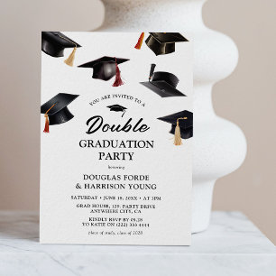 Invitación Fiesta de Doble Graduación de Tablas de Mortero en