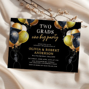 Invitación Fiesta de Doble Graduación Oro Negro