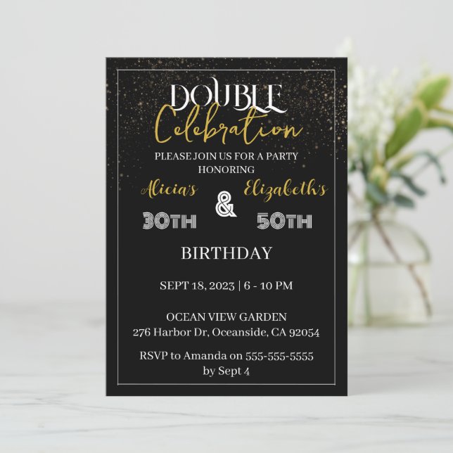 Invitación Fiesta de doble hito combinado de cumpleaños (Anverso de pie)