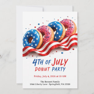 Invitación Fiesta de Donas del 4 de Julio - Donas Patrióticas