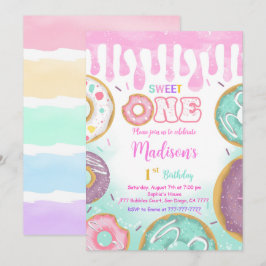 Invitación Fiesta de Donut Verde de primer cumpleaños