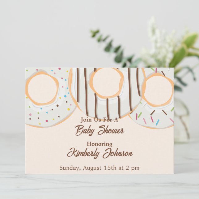 Invitación Fiesta de Donuts Blancos para Baby Shower (Anverso de pie)