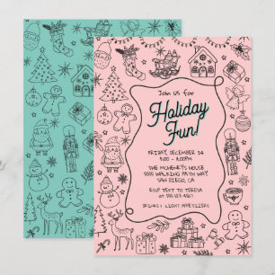 Invitación Fiesta de doodles dibujados a mano