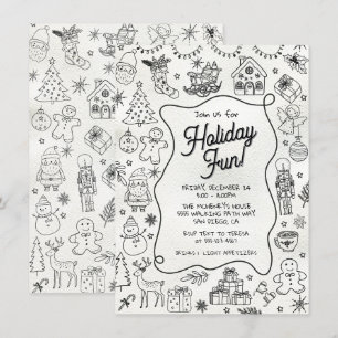 Invitación Fiesta de doodles dibujados a mano