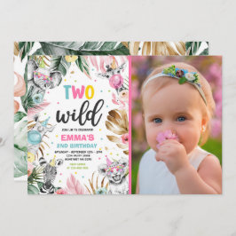 Invitación Fiesta de dos animales salvajes de la jungla de Sa