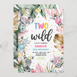 Invitación Fiesta de dos animales salvajes de la selva de saf