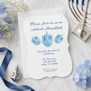 Invitación Fiesta de Dreidels de Hanukkah