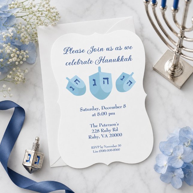 Invitación Fiesta de Dreidels de Hanukkah (Subido por el creador)