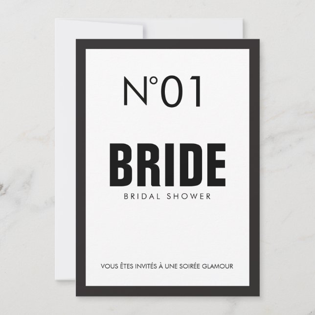 Invitación Fiesta de DUCHA BRIDAL del TEMA PARÍS Blanco y Neg (Reverso)