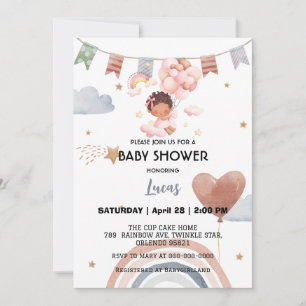 Invitación Fiesta de ducha de bebé con estrella de arco iris