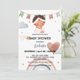 Invitación Fiesta de ducha de bebé con estrella de arco iris