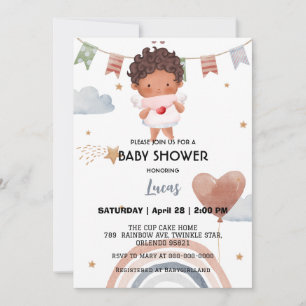 Invitación Fiesta de ducha de bebé con estrella de arco iris
