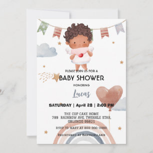 Invitación Fiesta de ducha de bebé con estrella de arco iris