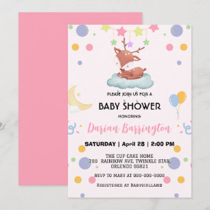 Invitación Fiesta de ducha de bebé con globo de luna de miel