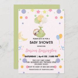 Invitación Fiesta de ducha de bebé con globo de luna perdida