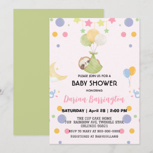 Invitación Fiesta de ducha de bebé con globo de luna perdida