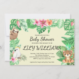 Invitación Fiesta de ducha de bebé de la jungla tropical