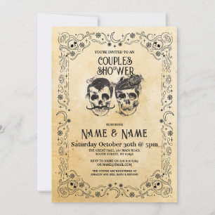 Invitación Fiesta de ducha de la pareja de cráneo Halloween G