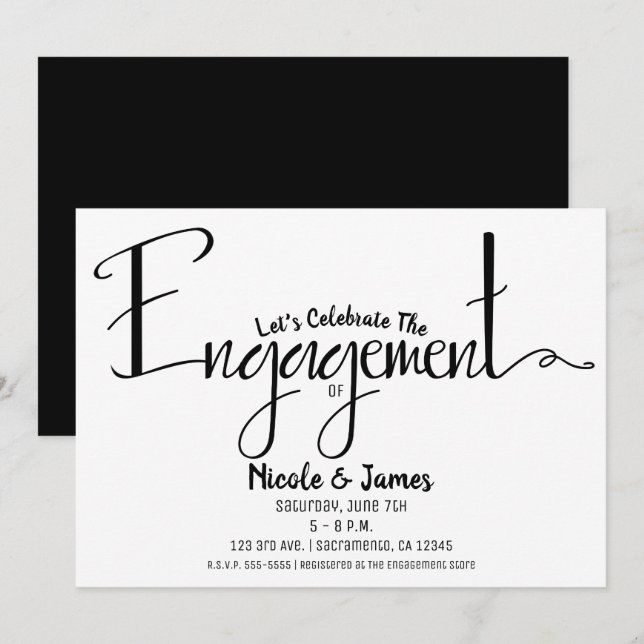 Invitación Fiesta de ducha de Moda moderna en blanco y negro (Anverso / Reverso)