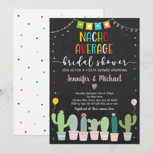 Invitación Fiesta de ducha de nacho promedio (Anverso / Reverso)