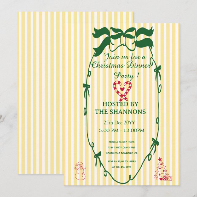 Invitación Fiesta de ducha de Navidades elegantes y caprichos (Anverso / Reverso)