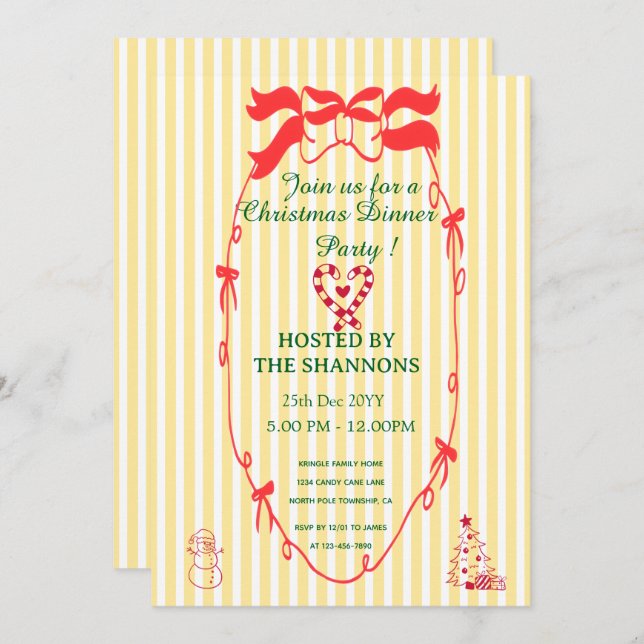 Invitación Fiesta de ducha de Navidades elegantes y caprichos (Anverso / Reverso)