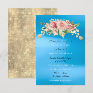 Invitación Fiesta de ducha de novia color de agua de flores p