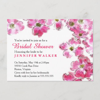 Invitación Fiesta de ducha de novia con flores rosas