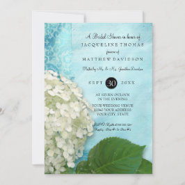 Invitación Fiesta de ducha de novia Damask Hydrangea blanca F