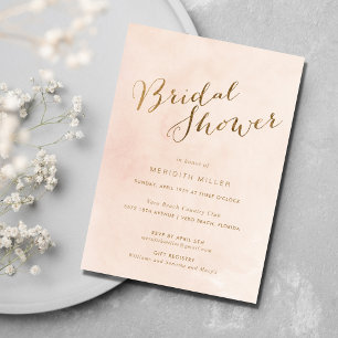 Invitación Fiesta de ducha de novia dorada rosada