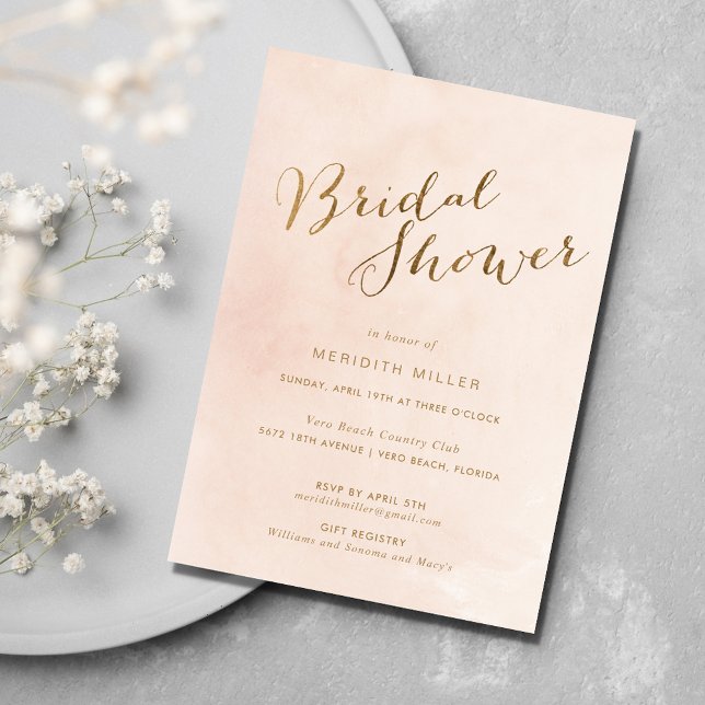 Invitación Fiesta de ducha de novia dorada rosada (Pink Gold Bridal Shower Party Invitation)