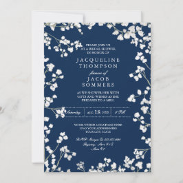 Invitación Fiesta de ducha de novia flor de aliento del bebé