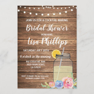 Invitación Fiesta de ducha de novia invita a tomar cócteles J