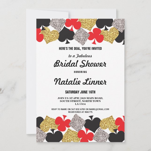 Invitación Fiesta de ducha de novia Las Vegas Casino Royale I (Anverso)