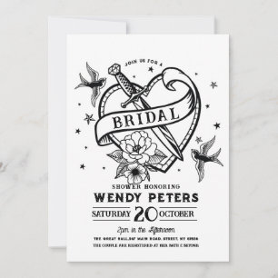 Invitación Fiesta de ducha de novia tradicional de tatuaje de