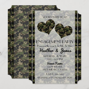 Invitación Fiesta de ducha del compromiso del camuflaje de