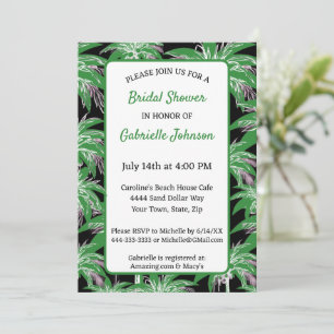 Invitación Fiesta de ducha moderna de verano con palmera negr