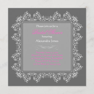 Invitación Fiesta de ducha nupcial afiligranado del damasco