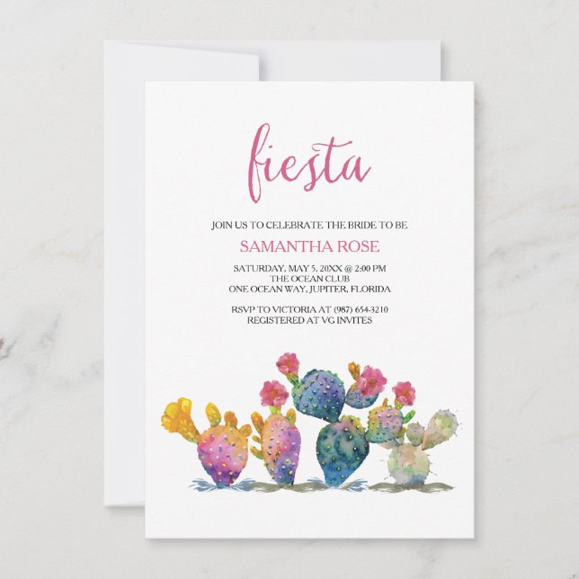 Invitación Fiesta de ducha nupcial Cactus (Anverso)