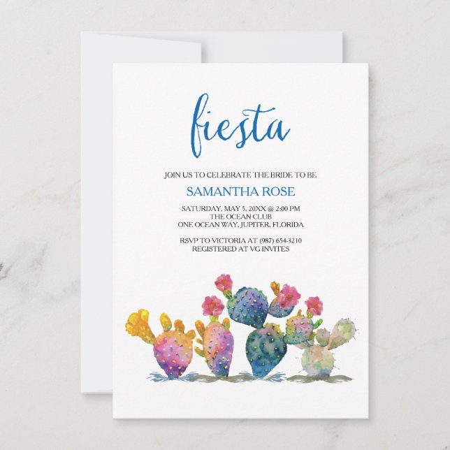Invitación Fiesta de ducha nupcial Cactus (Anverso)