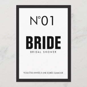 Invitación Fiesta de DUCHA NUPCIAL del tema negro y blanco de