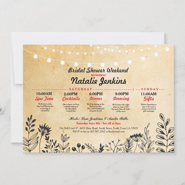 Invitación Fiesta de ducha nupcial Floral Bachelorette (Anverso)