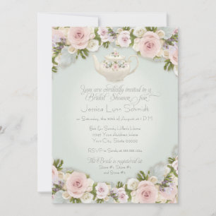 Invitación Fiesta de ducha nupcial Rosa Rubor Succulent Leaf 
