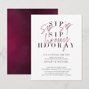 Invitación Fiesta de ducha Sip Sip Sip Hooray Virtual Wine We
