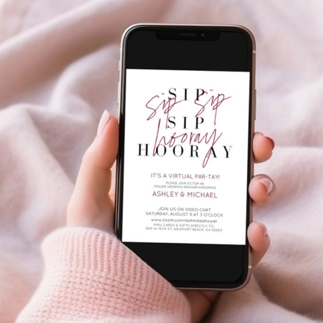 Invitación Fiesta de ducha Sip Sip Sip Hooray Virtual Wine We (Subido por el creador)