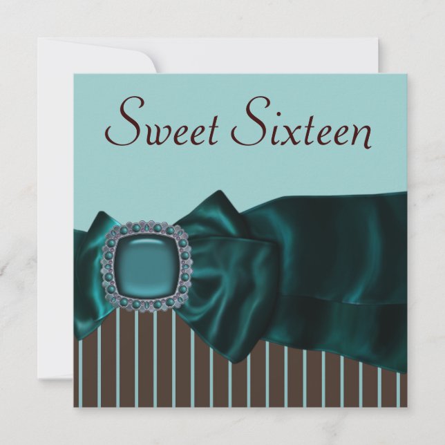 Invitación Fiesta de dulces 16 azul turquesa marrón (Anverso)