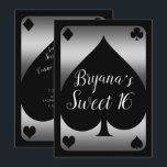 Invitación Fiesta de Dulces 16 de Casino Glam Espada Plateada<br><div class="desc">Personalizar para cualquier evento</div>